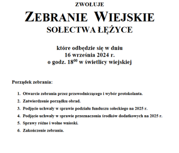 Zebranie Wiejskie 16.09.2024