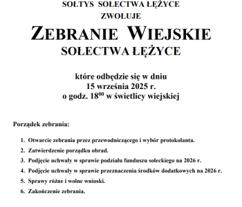 Zebranie Wiejskie 15.09.2025
