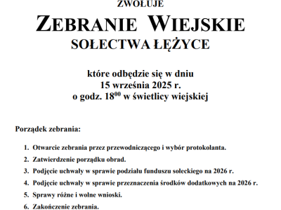 Zebranie Wiejskie 15.09.2025